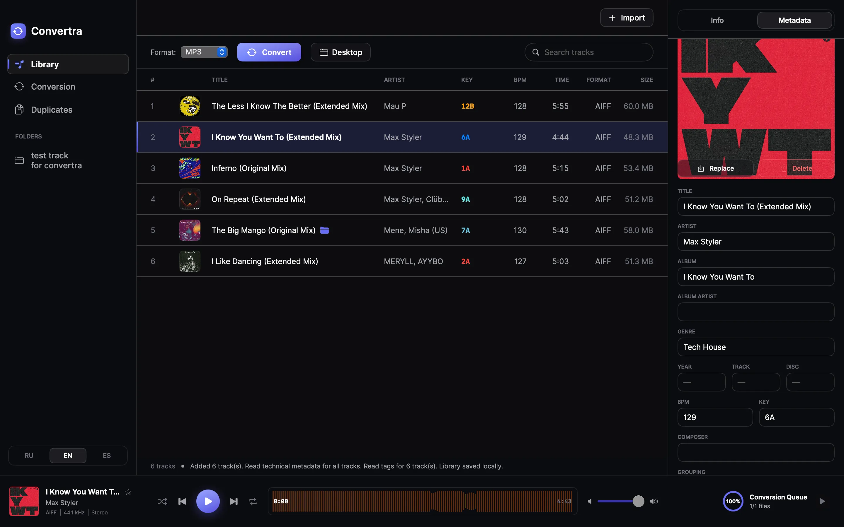 Convertra — metadata & artwork editor
